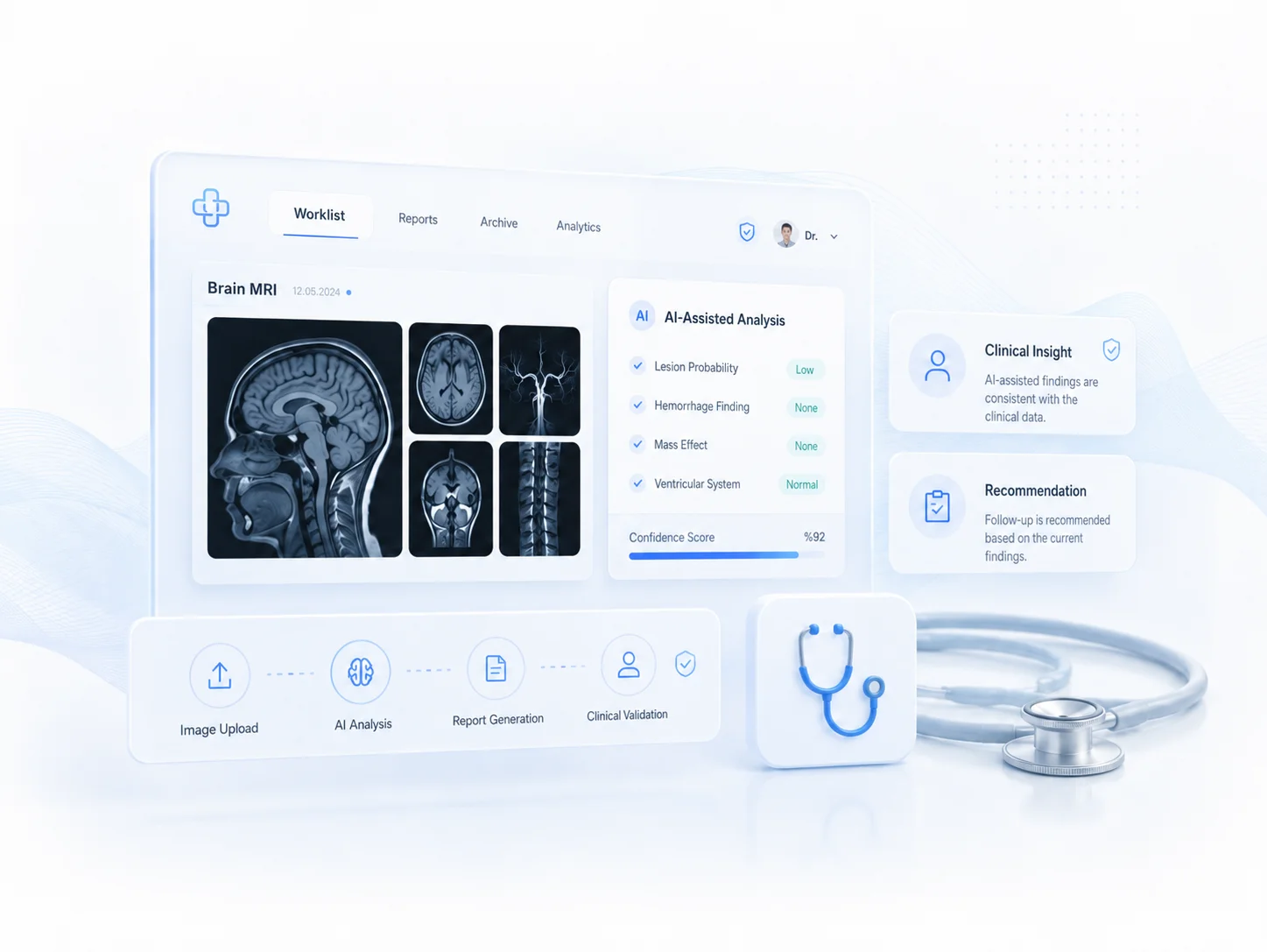 Radiology report analysis — clinical decision-support panel